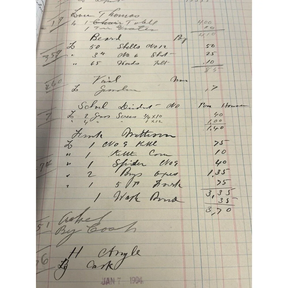 1903-1906 Leather Journal Ledger Store Ephemera Handwritten Paper Junk Journal